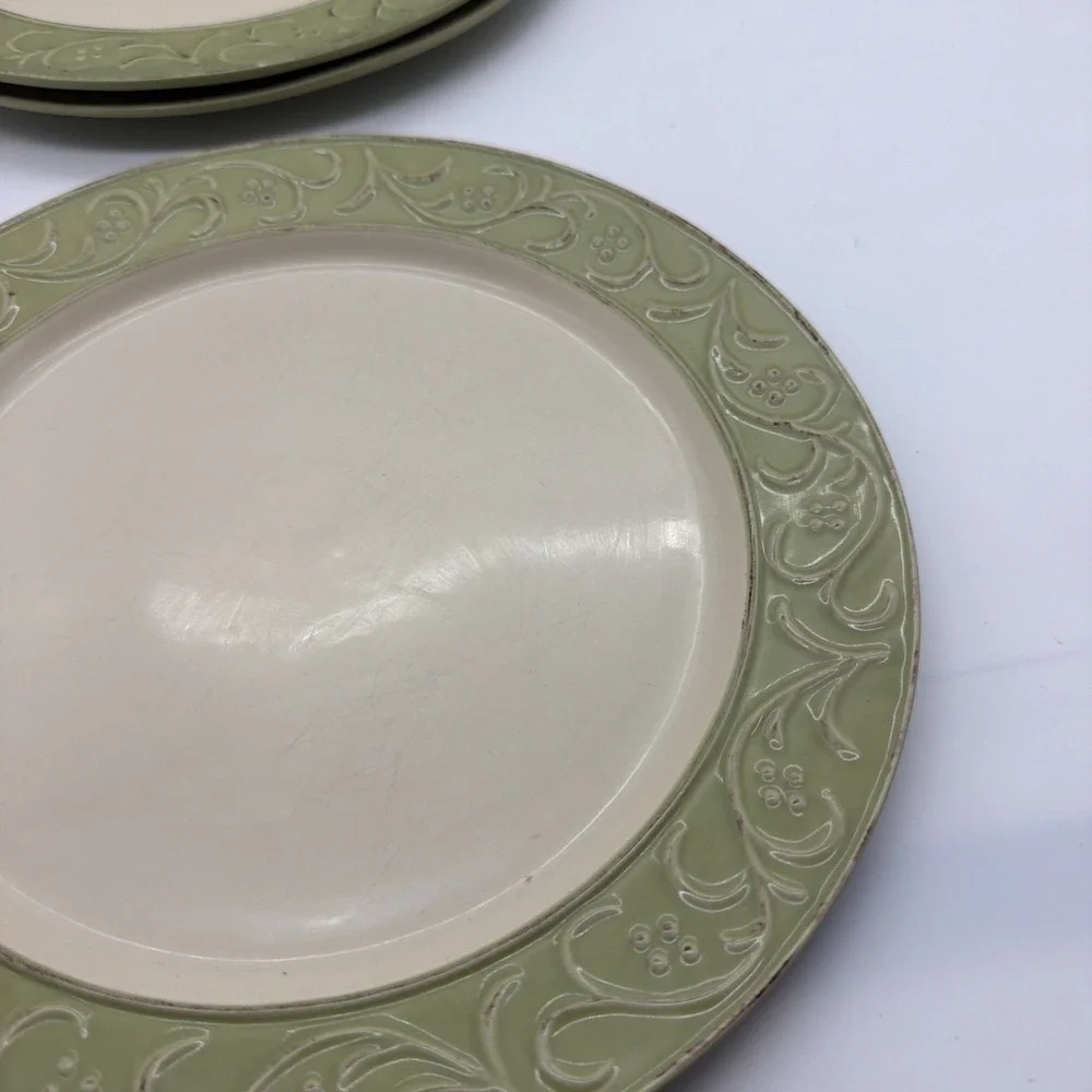 SET OF 3 PIER 1 ANTIQUE FLORAL DINNER PLATES 10 7/8